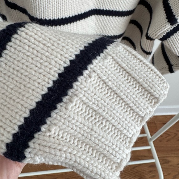 Celine Black and White Striped Cropped Sweater - Picture 4 of 9